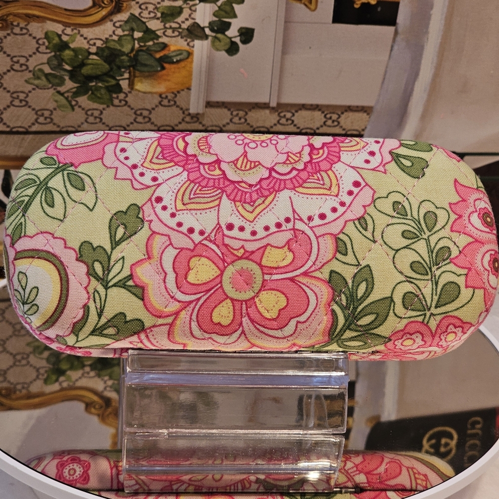 Vera Bradley Pink and Green Floral Sunglasses Case with Structured Design - Picture 6 of 6